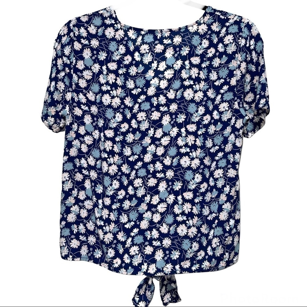 Madewell Blue Novel Tie-Front Top in French Floral Extra Small XS - Picture 2 of 7